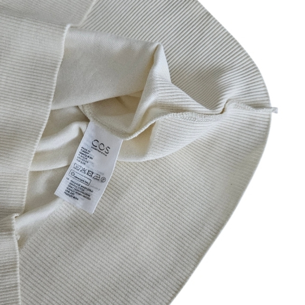 COS Cream V-Neck Cotton Pullover S-shirt Long Sleeve - Picture 8 of 9